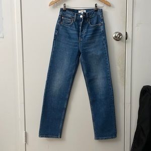 Re/done comfort stretch high rise stove; dusted blue